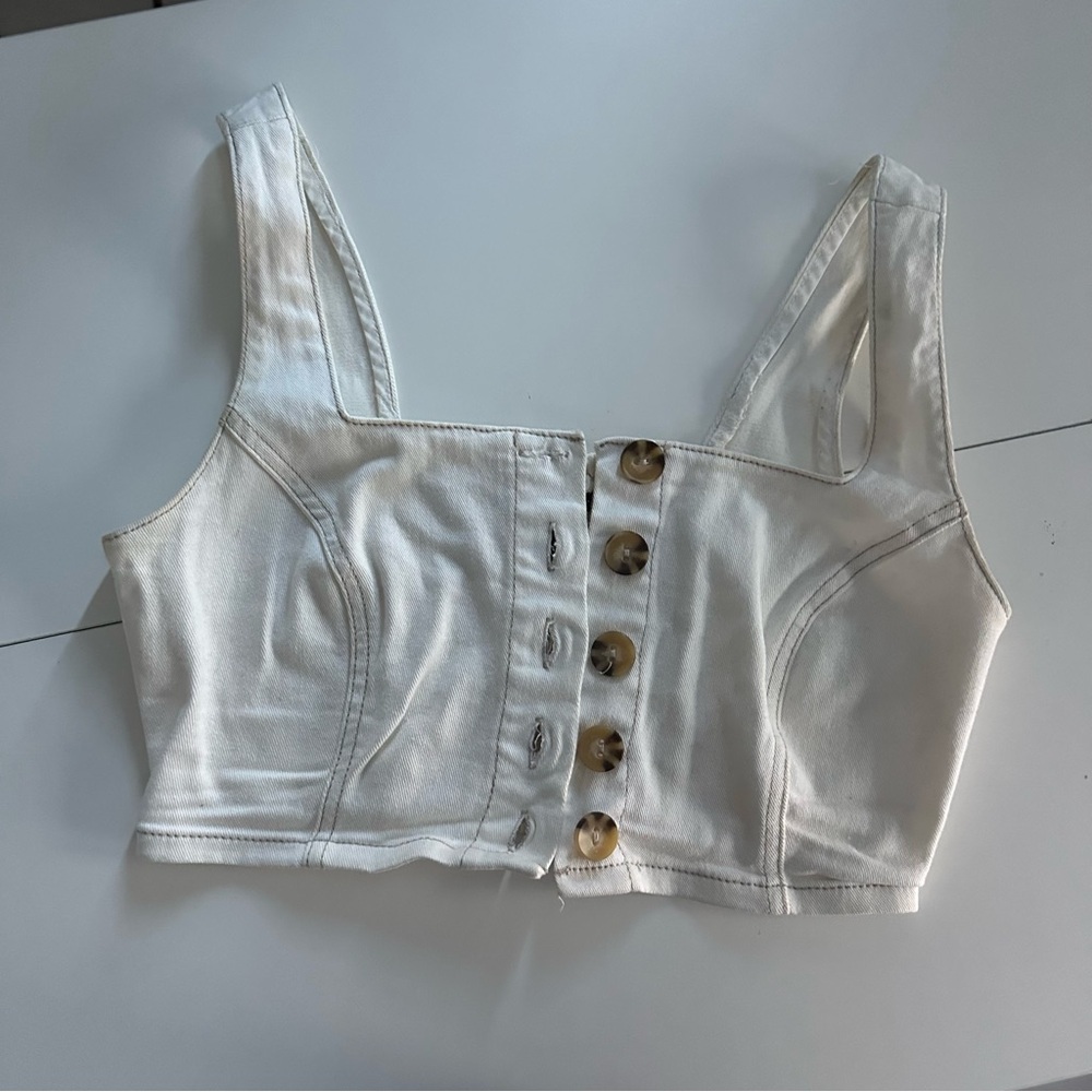 Forever 21 Off White Cropped Top Size S